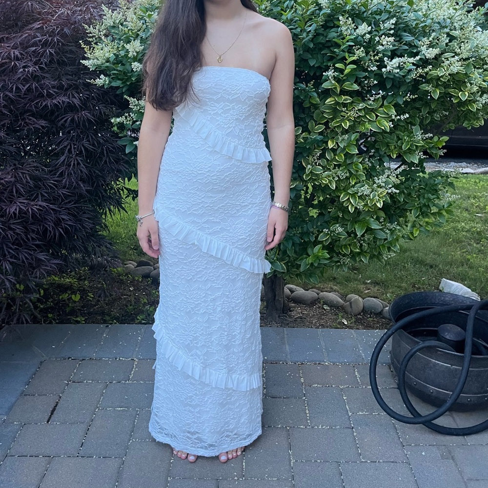 REVOLVE Strapless White Lace Dress